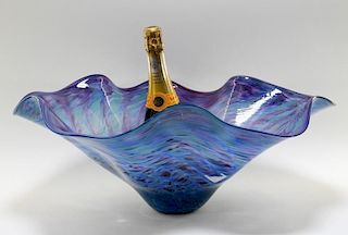 Daniel Read RISD Aquatic Art Glass Ruffled Bowl