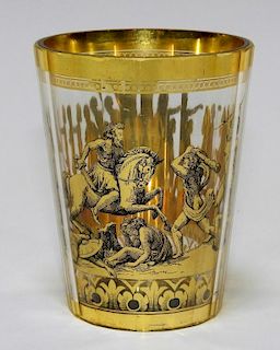 FINE 18C. Russian Imperial Glass Barbaric Beaker