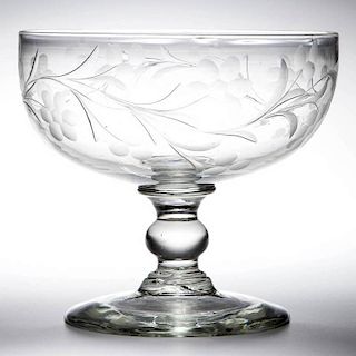 FREE-BLOWN AND ENGRAVED OPEN COMPOTE