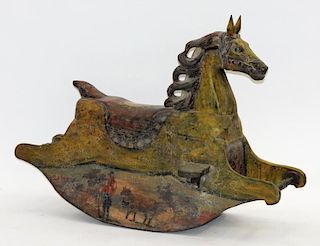 Northern European Polychrome Carved Rocking Horse