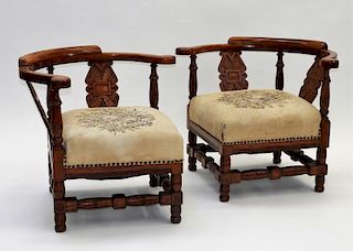 PR Victorian Aesthetic Mahogany Corner Chairs