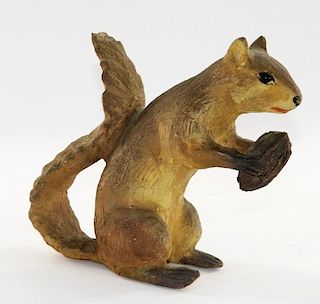 19C. American Polychrome Painted Redware Squirrel
