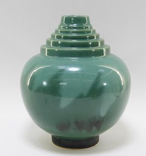 Roseville Pottery Futura Black Flame Art Deco Vase