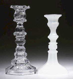 ASSORTED PRESSED CANDLESTICKS, LOT OF TWO
