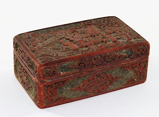 19C. Chinese Qing Dynasty Cinnabar Laquerware Box