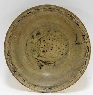 15C. Thai Sukothai Period Stoneware Fish Bowl