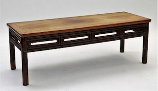 Chinese Carved Hardwood Long Table Bench