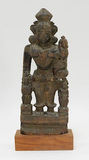 19C. Indian Hindu Wood Carving of Vishnu & Parvati