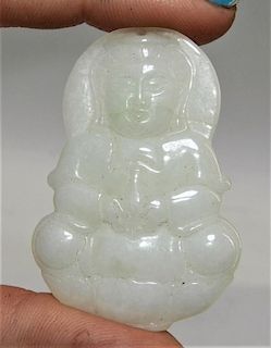 Chinese White Jade Hardstone Happy Buddha Amulet