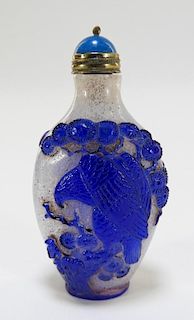 Chinese Qing Blue Peking Glass Snuff Bottle