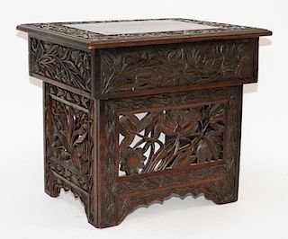 Anglo Indian Carved Hardwood Folding Table Stand