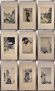 Nine Large Japanese Woodblock Prints
