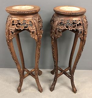 Pair of Asian Rosewood Plant Stands