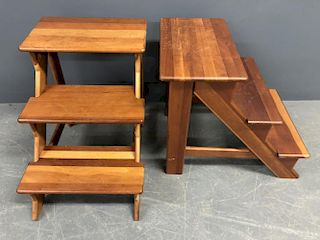 Pair of Cherry Library Step Stools