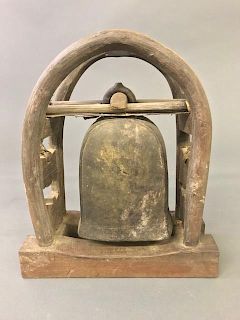Japanese Bronze Bell on a Wood Stand