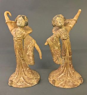 Pair of Chinese Pottery Dancing Figures