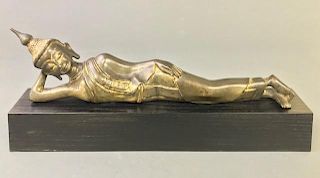 Thai Gilt Bronze Recumbent Buddha