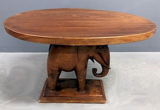 Carved Walnut Elephant Table