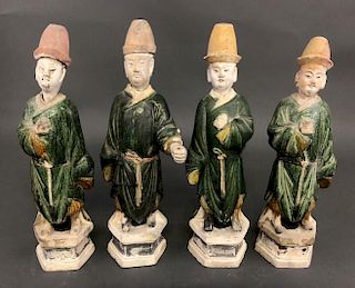 Four Chinese Pottery Ming Tomb Figures