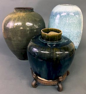 Three Modern Glazed Vases