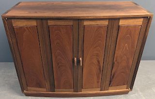 Walnut and Bubinga Wood Bow-Front Cabinet