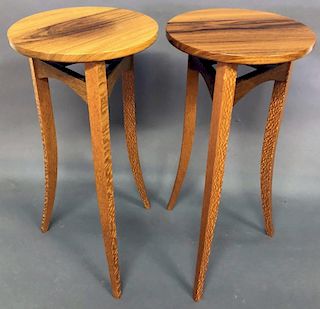 Barry Fassler Two Round Exotic Wood Dana Tables