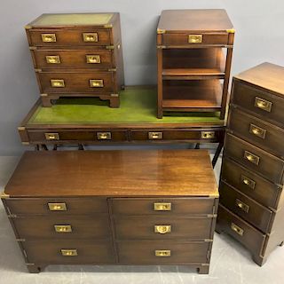 Campaign Style Mahogany Desk Grouping