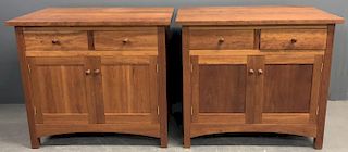 Pair of Cherry Arts and Crafts Style Cabinets