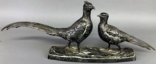 Bronze Figural Group of Cock and Hen Birds