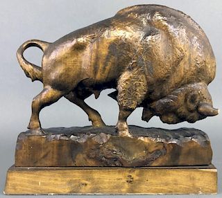 Wood Carved Standing Buffalo