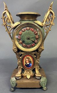 Unusual French Clock with Portrait of John Milton