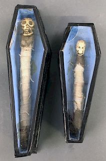 Two Miniature Wood Coffins