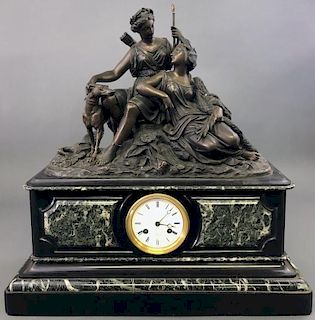 French Marble and Onyx Cased Clock
