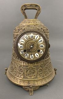 Ornate French Brass Bell Form Clock