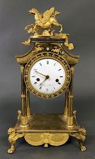 French Brass Pegasus Clock