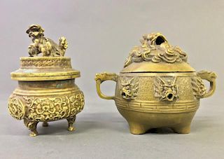 Two Small Chinese Bronze Incense Burners