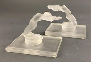 Pair of Lalique Style Frosted Glass Nudes