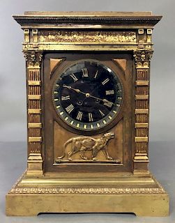 French Brass Clock with Classical Battle Scene