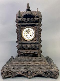 Fine Tramp Art Clock