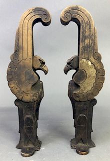 Pair of Bronze Art Deco Standing Eagles