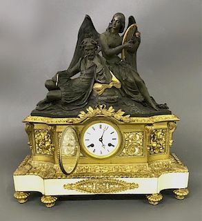 French Marble and Bronze Clock