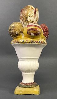 Colorful Chalkware Urn of Fruit
