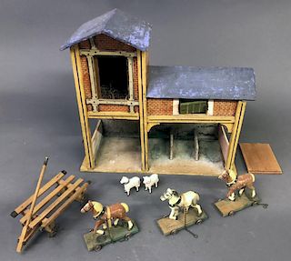 German Painted and Lithographed Barn with Animals