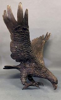 Large Brass Bronze-Finish Spread Winged Eagle