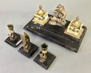 Russian Onyx and Bronze Desk Set