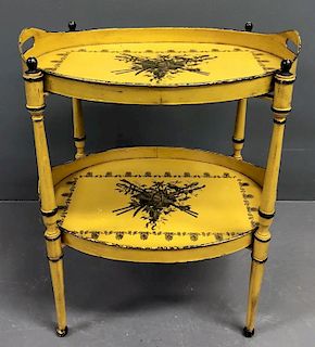 Italian Yellow Tole Decorated Metal Stand
