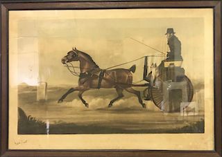 Framed Print Sulky and Horse with Rider
