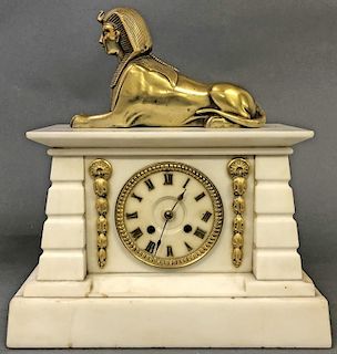 Egyptian Revival Marble Clock