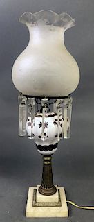 Cut Glass and Marble Table Lamp