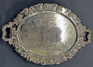 Large Oval Silverplate Serving Tray